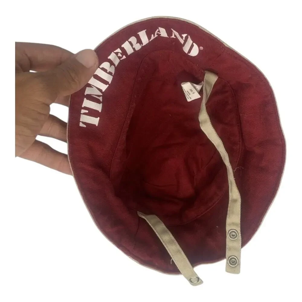 Vintage Timberland Summer Bucket Hat toddler 6-9 months beige white & burgundy